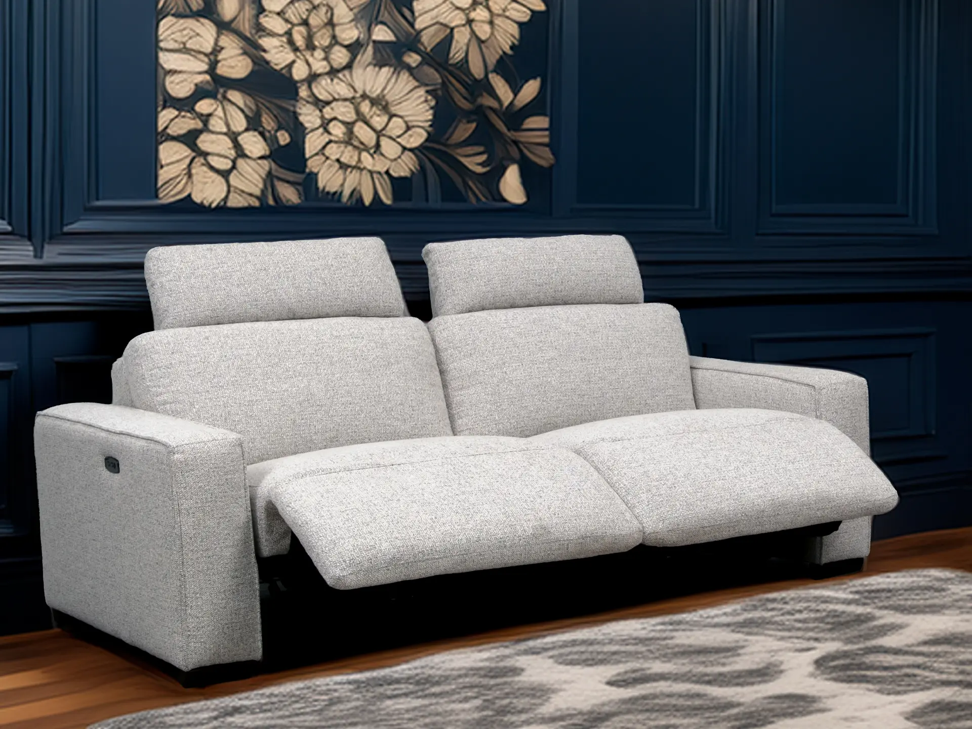 Canapé 3 places en tissu beige avec 2 relax Décosalon.