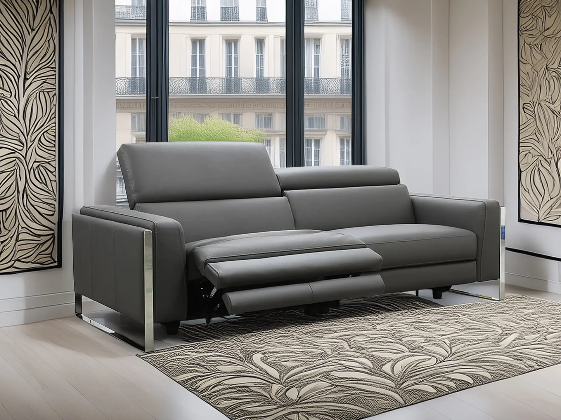 Canapé en cuir anthracite
