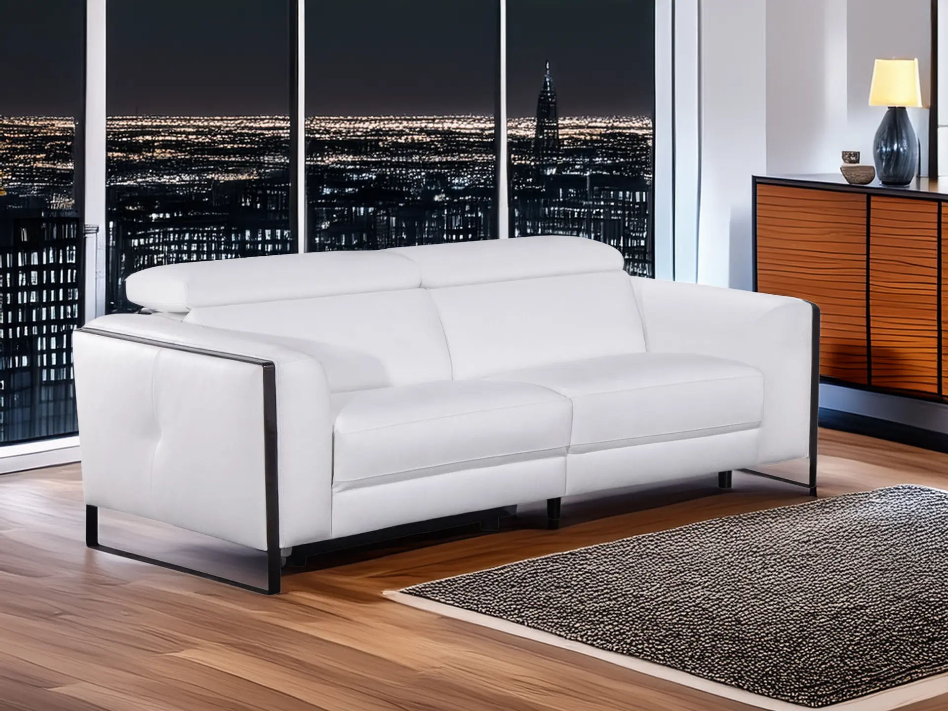 Canapé en cuir beige avec un relax Cooper