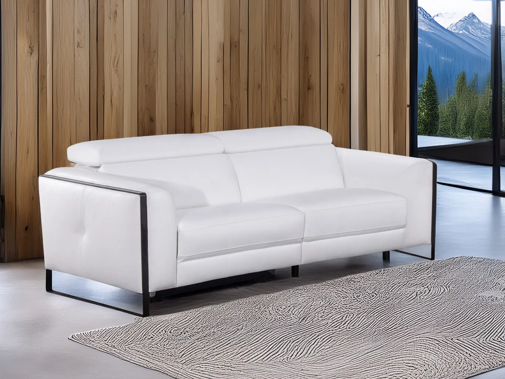 Canapé en cuir beige avec un relax Cooper