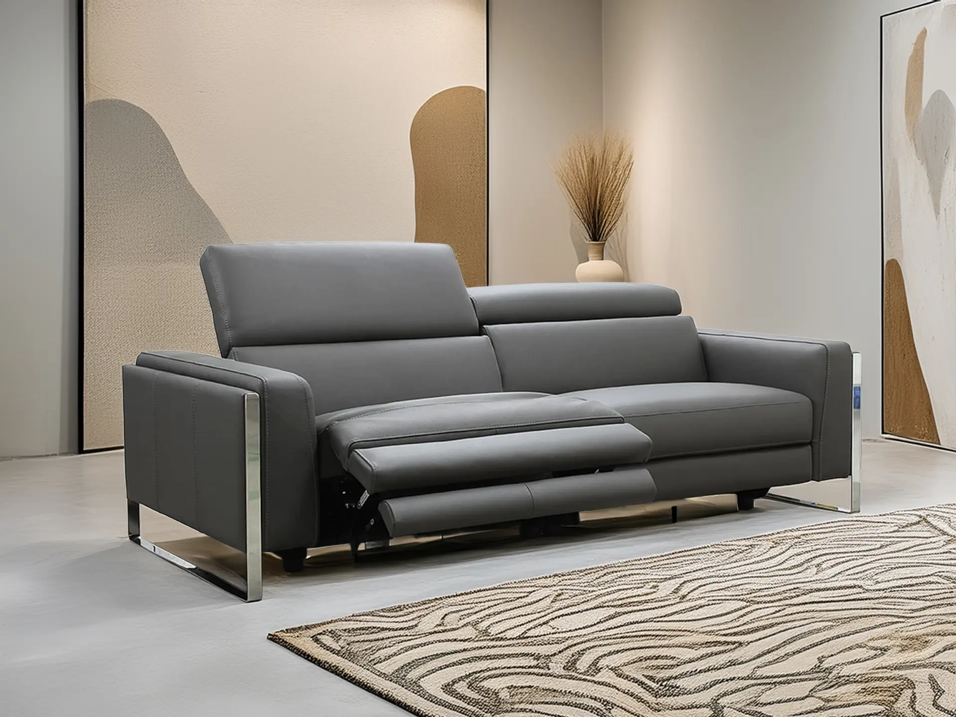Canapé en cuir anthracite