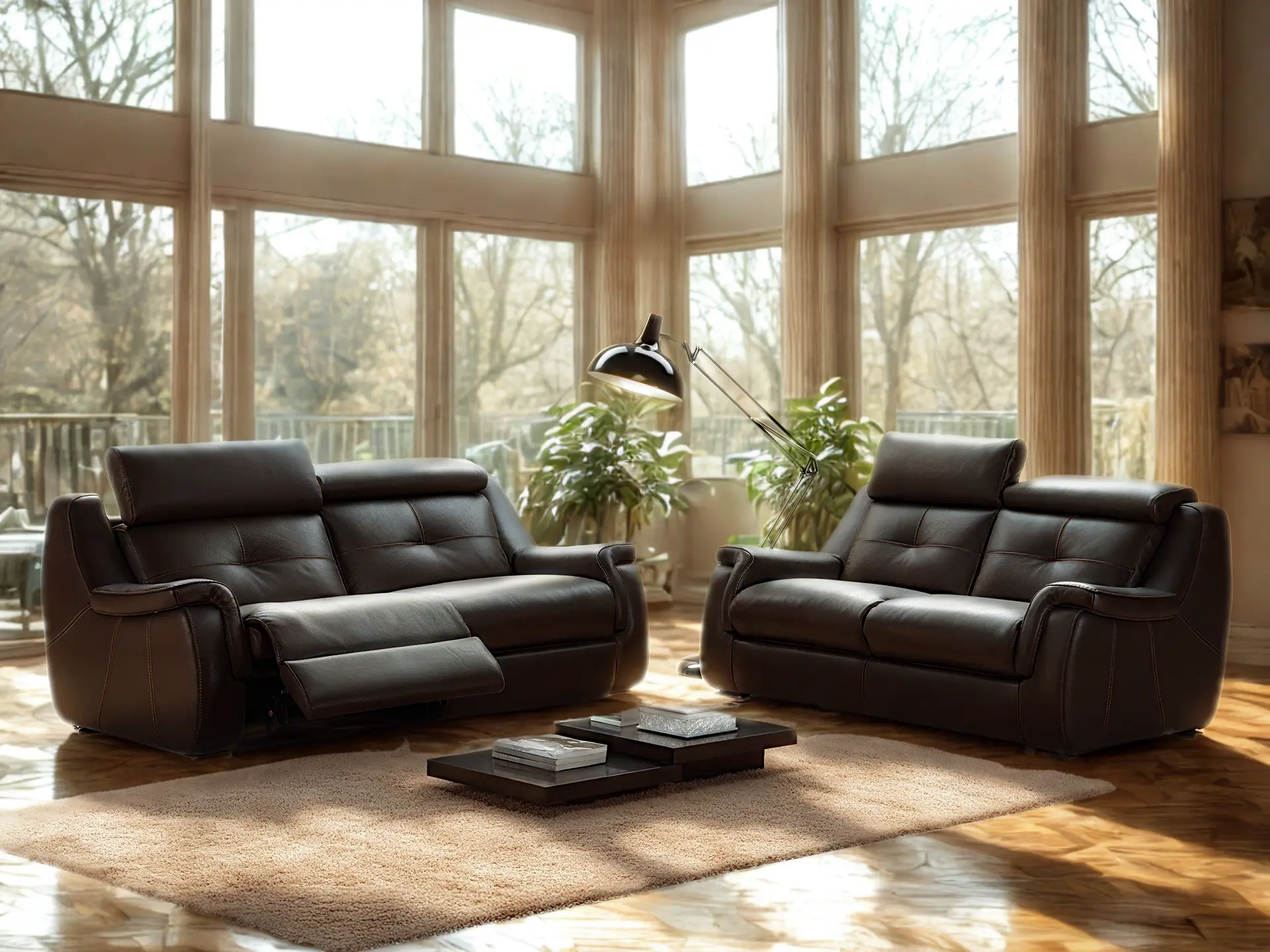 salon 3+2 avec relax  en cuir Rocky
