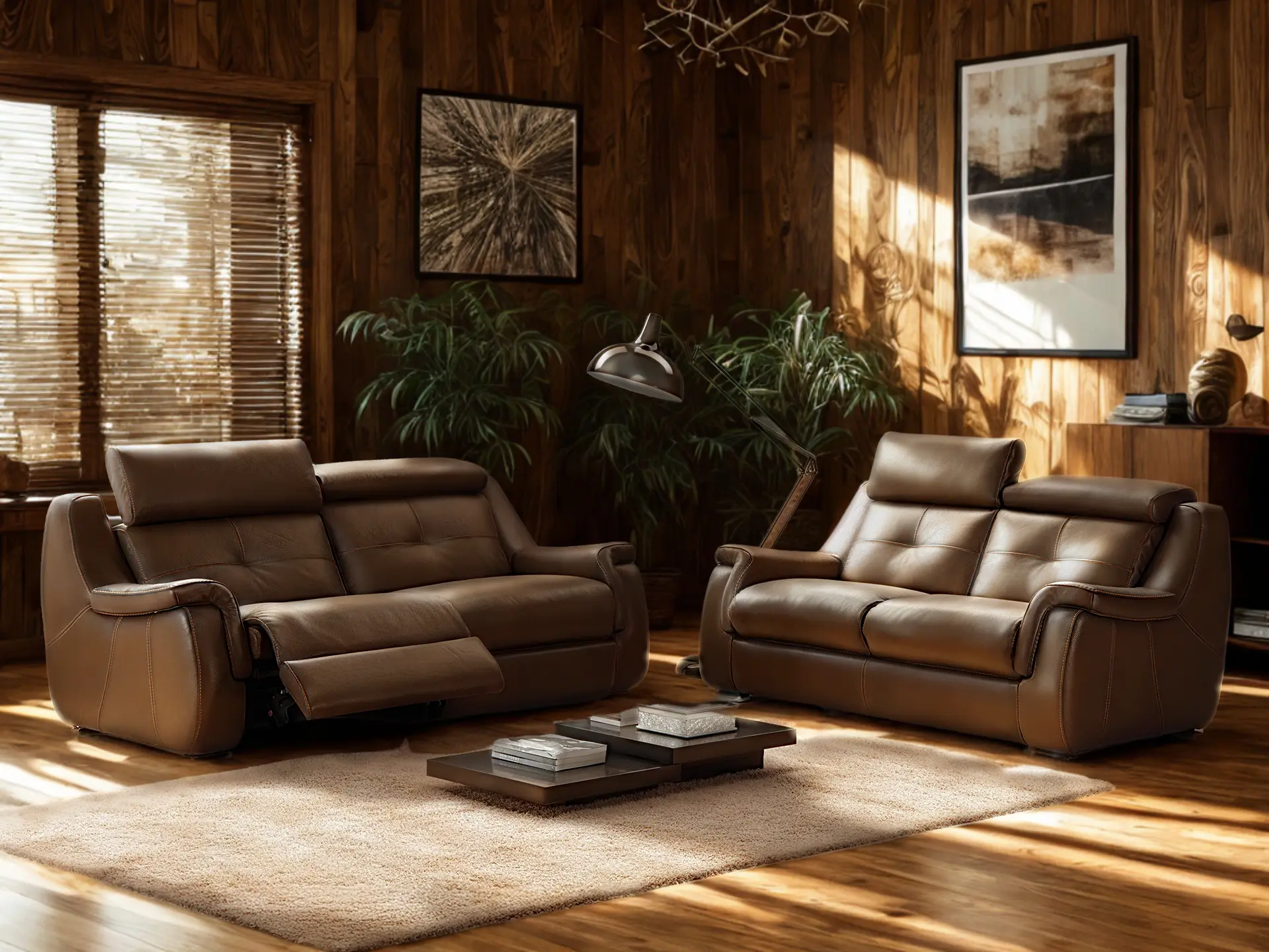 salon 3+2 avec relax  en cuir Rocky