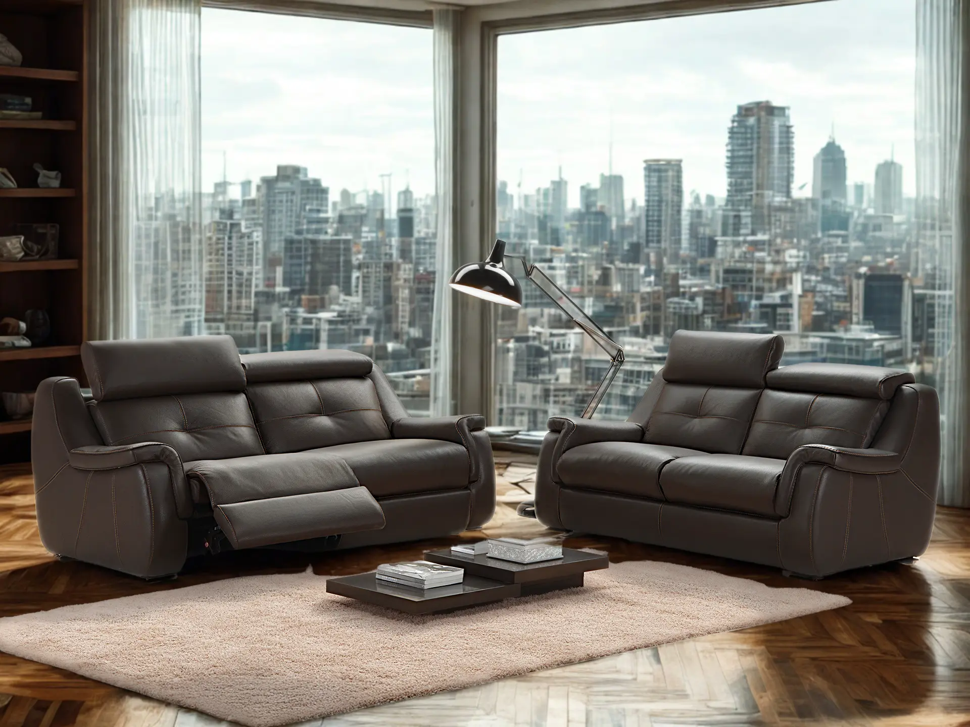 salon 3+2 avec relax  en cuir Rocky