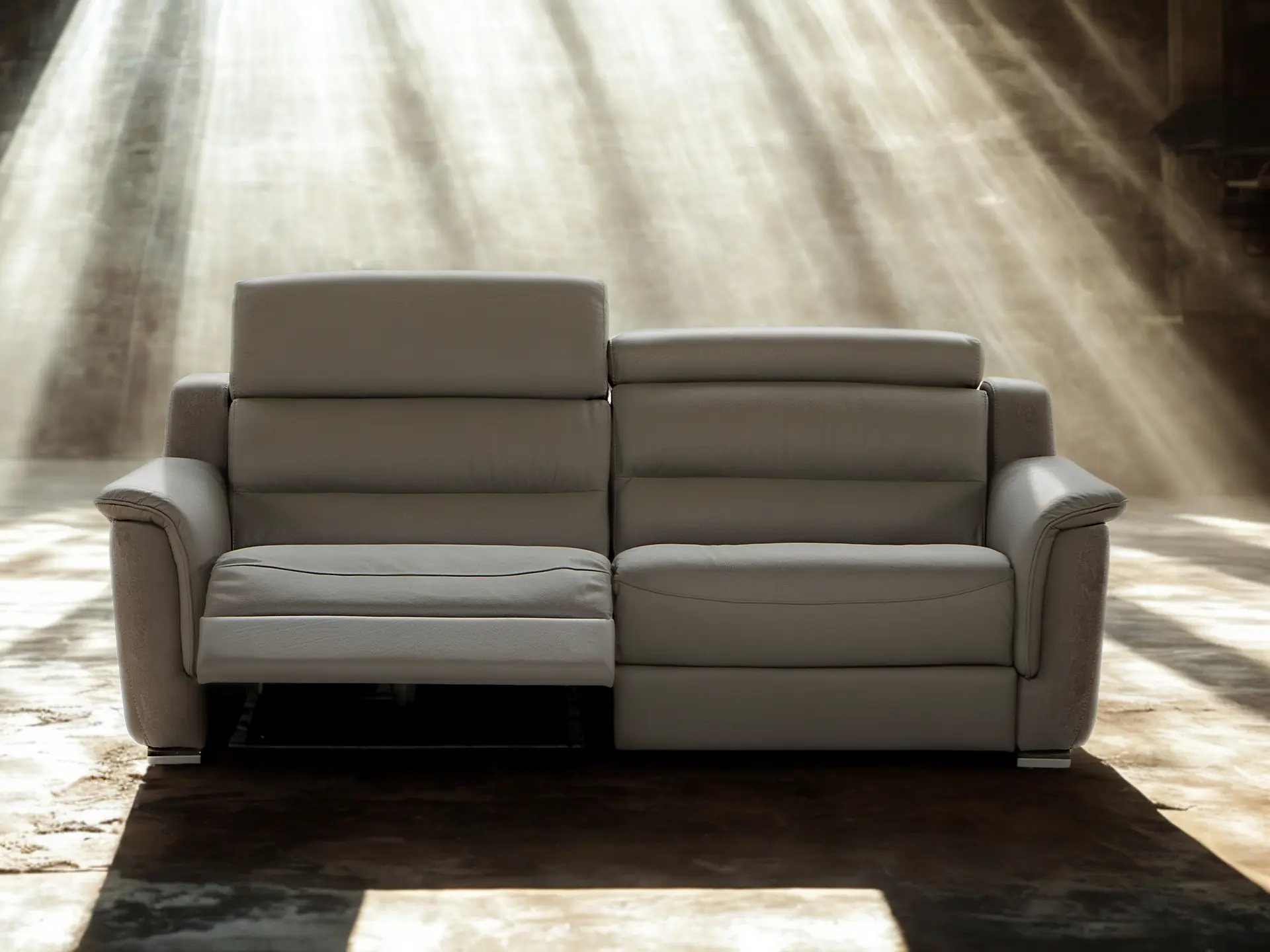 Salon 3+2 cuir gris