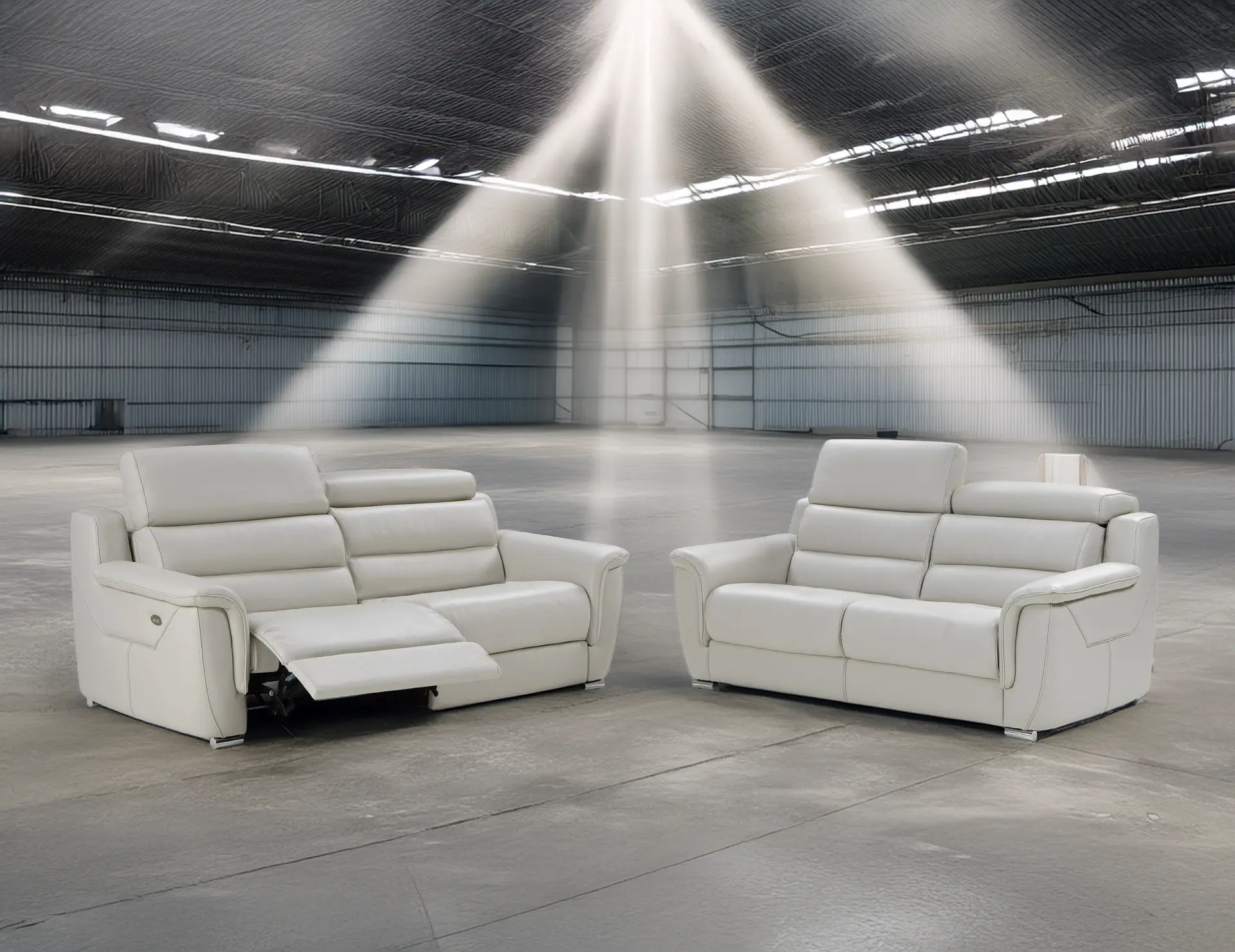 Salon 3+2 cuir gris