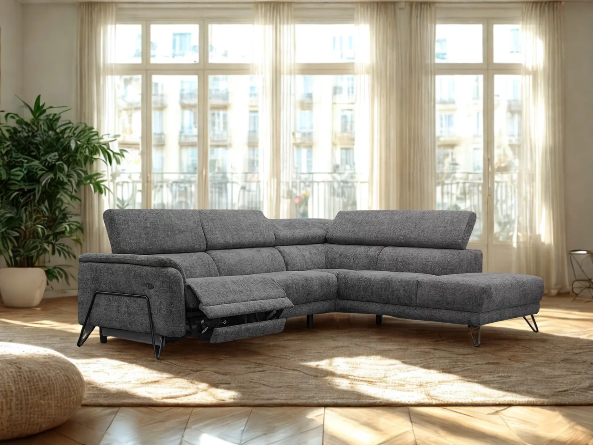 Canapé angle en tissu