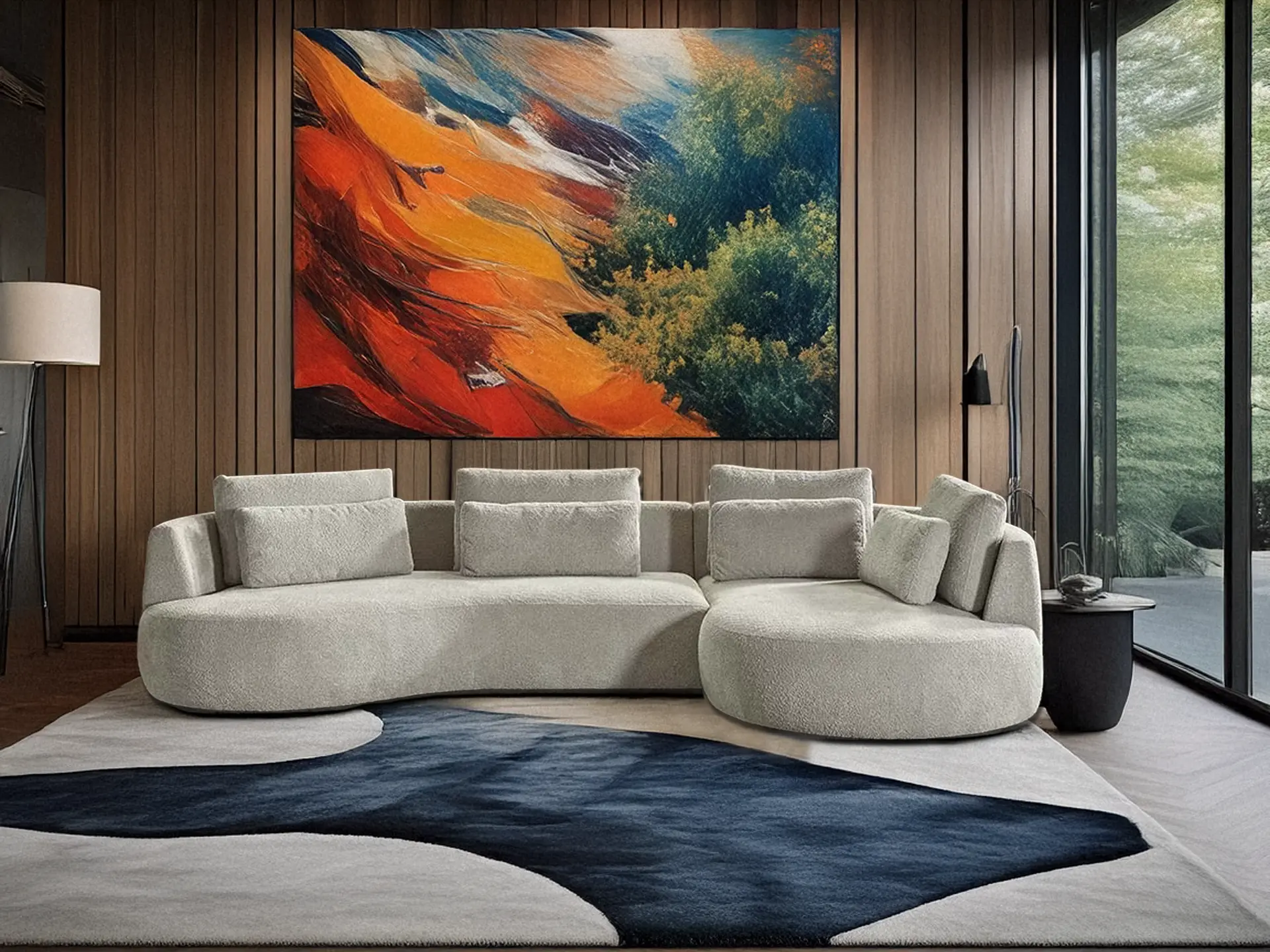 salon angle contemporainnen tissu Volga