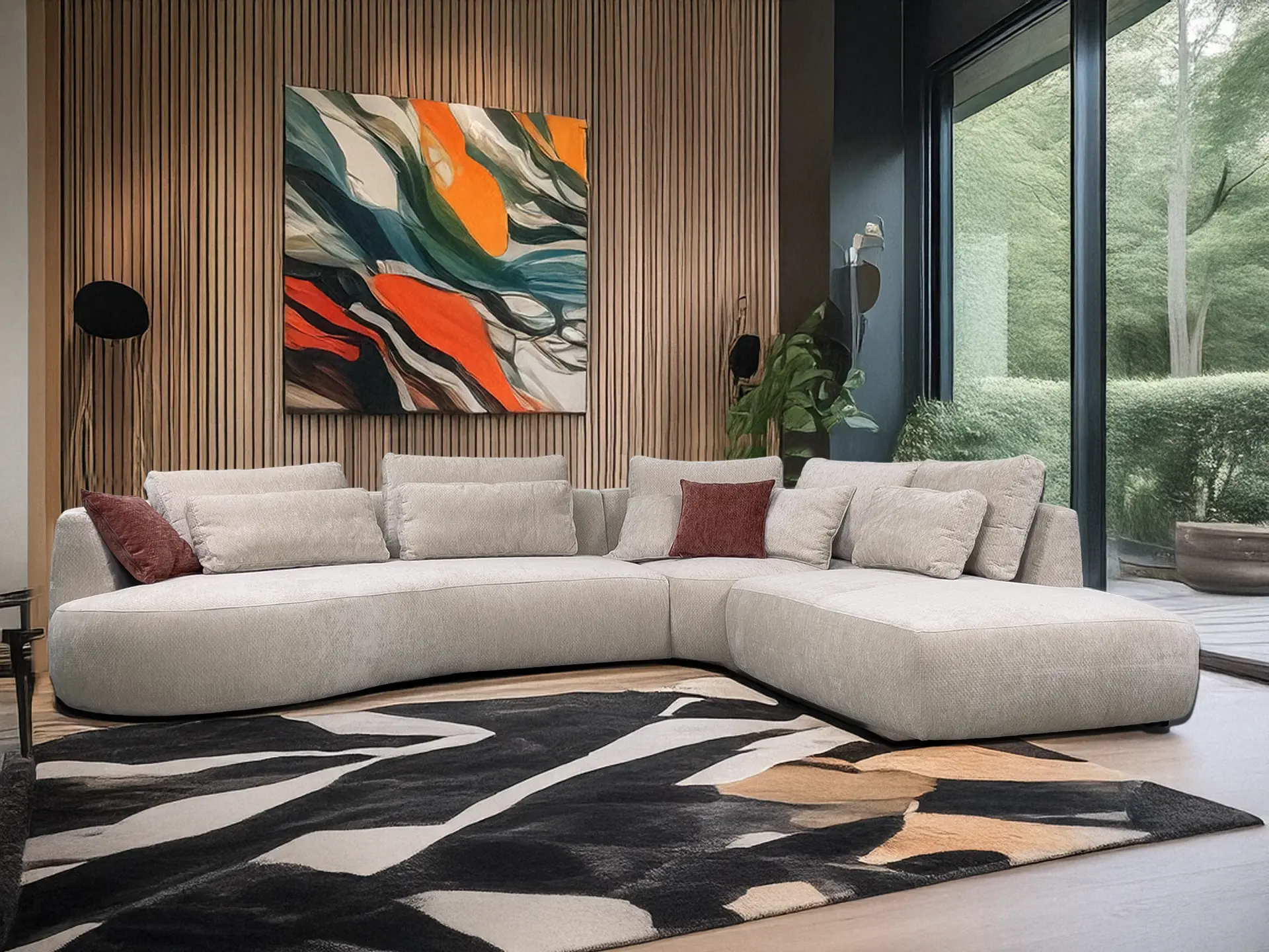 salon angle contemporainnen tissu Volga