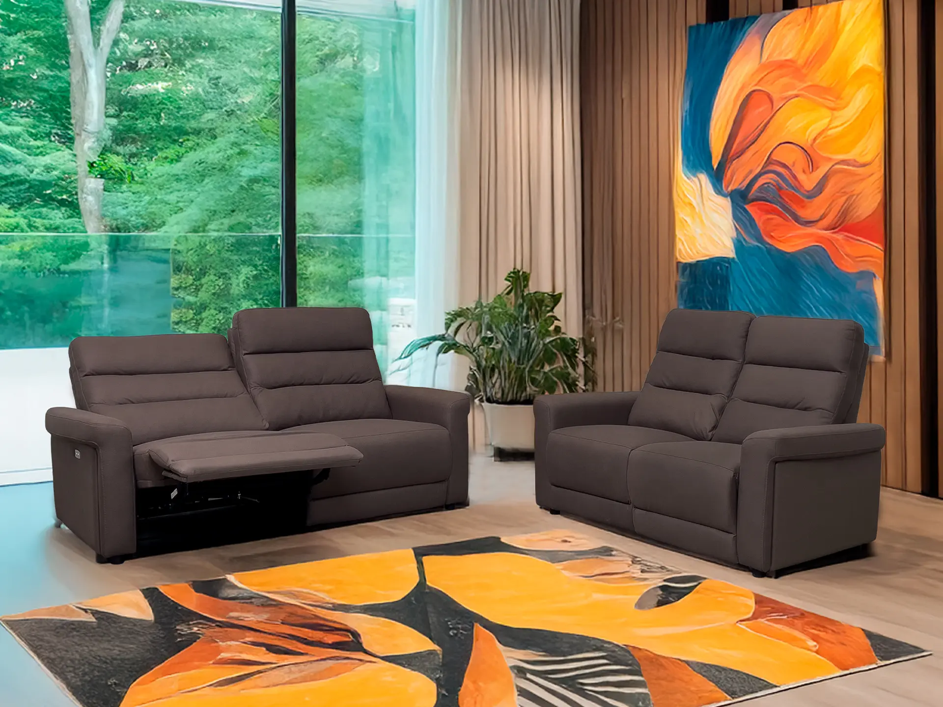 salon relax 3+2 en tissu elephant THE salon relax 3+2 en tissu elephant THE