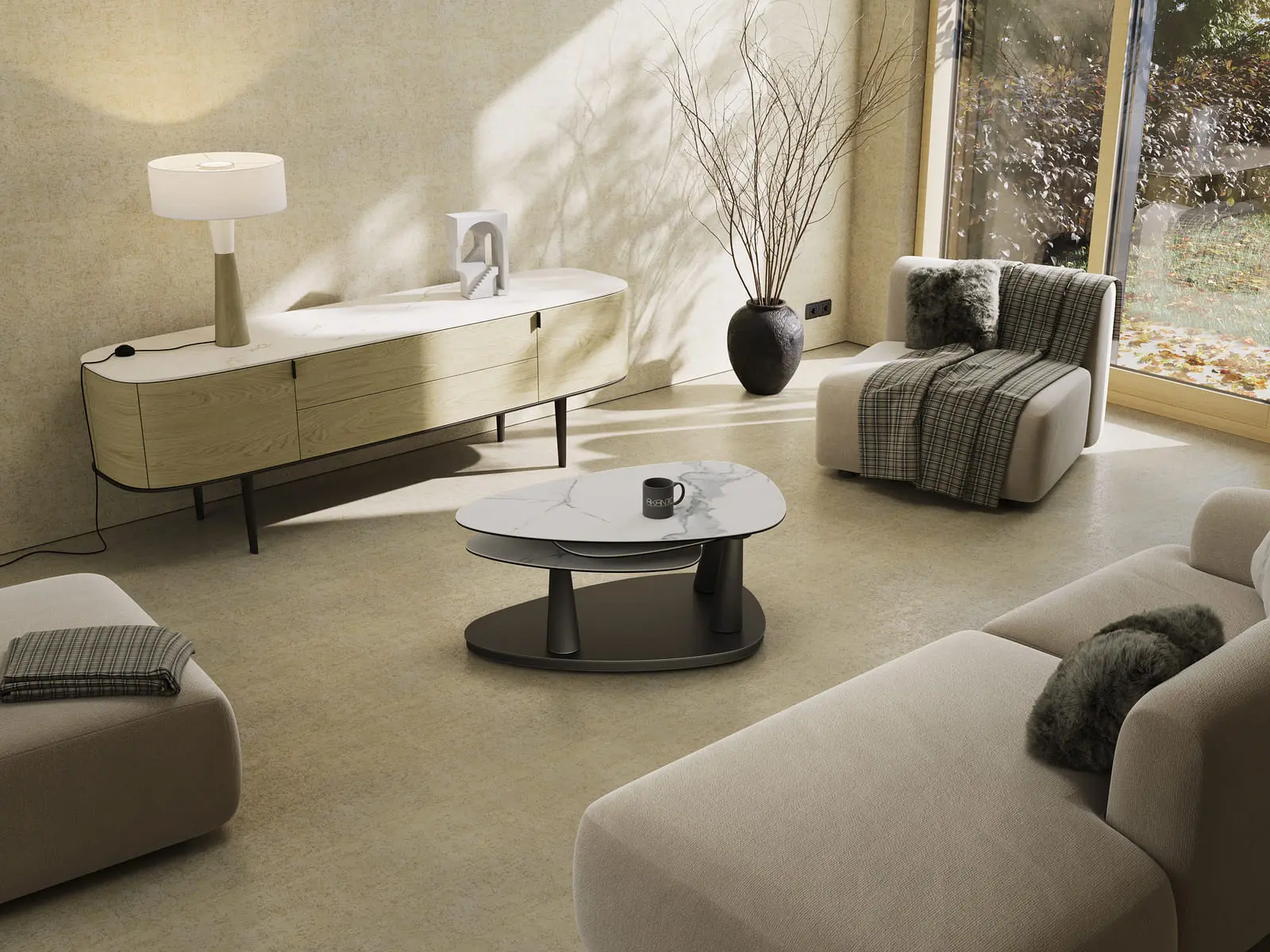 table basse en céramique camélia