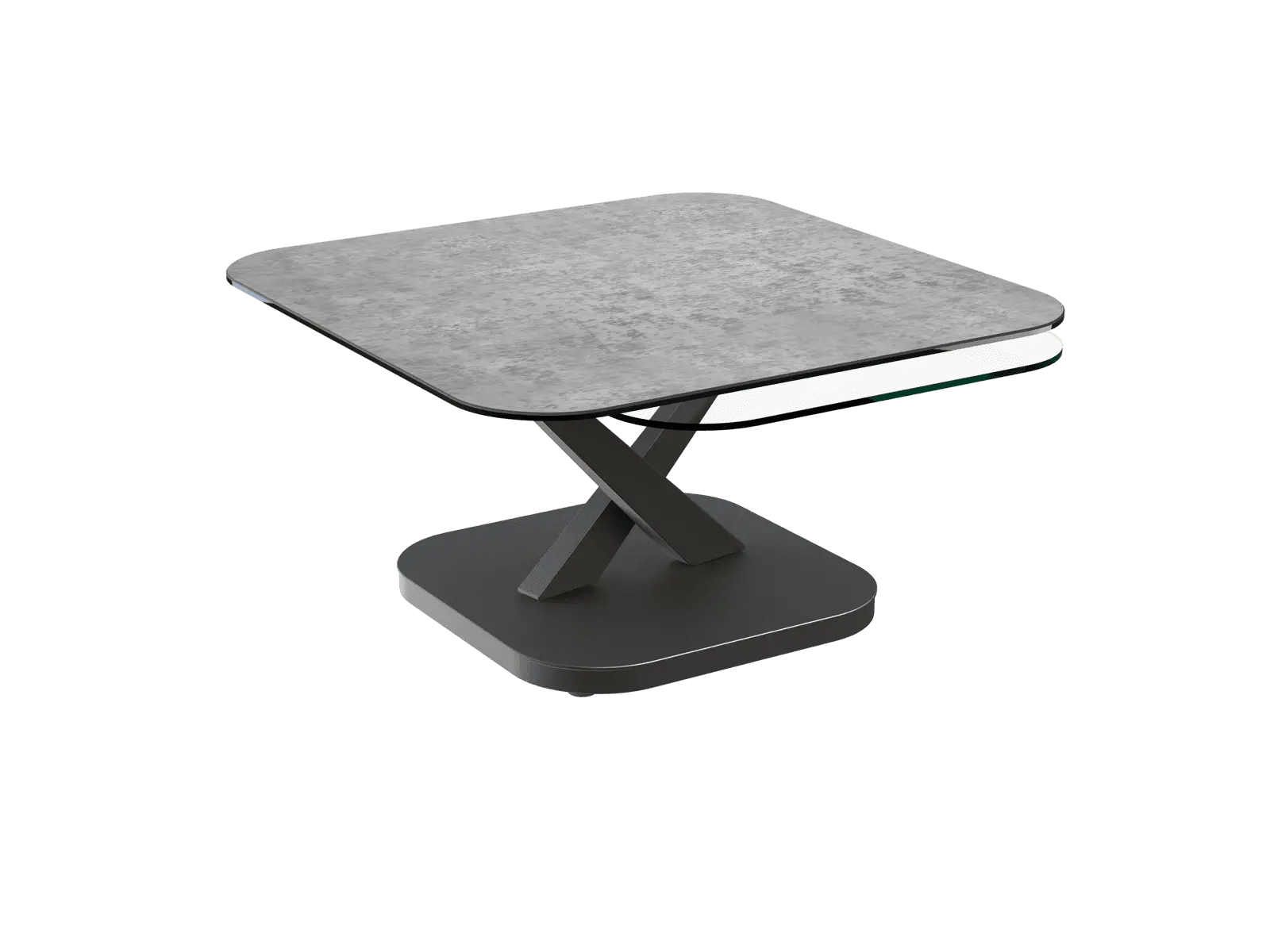 Envie d’une table basse chic et originale ? Marbella est faite pour vous. Son double plateau va vous séduire. Cette forme carrée, assortie à la base du piètement fait de table un indispensable de décoration. Haute de 40 cm, elle possède un plateau supérieur en céramique Titane et un plateau inférieur en verre trempé. Ils sont mobiles et vous permettent d’augmenter la longueur de votre table. Le piètement est en acier laqué noir mat et se compose d’une base carrée et de deux pieds qui se déplacent en fonction du mouvement des plateaux.