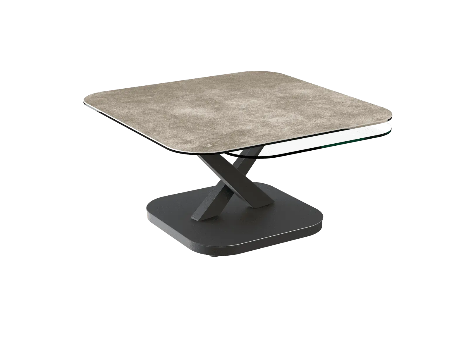 Envie d’une table basse chic et originale ? Marbella est faite pour vous. Son double plateau va vous séduire. Cette forme carrée, assortie à la base du piètement fait de table un indispensable de décoration. Haute de 40 cm, elle possède un plateau supérieur en céramique Titane et un plateau inférieur en verre trempé. Ils sont mobiles et vous permettent d’augmenter la longueur de votre table. Le piètement est en acier laqué noir mat et se compose d’une base carrée et de deux pieds qui se déplacent en fonction du mouvement des plateaux.