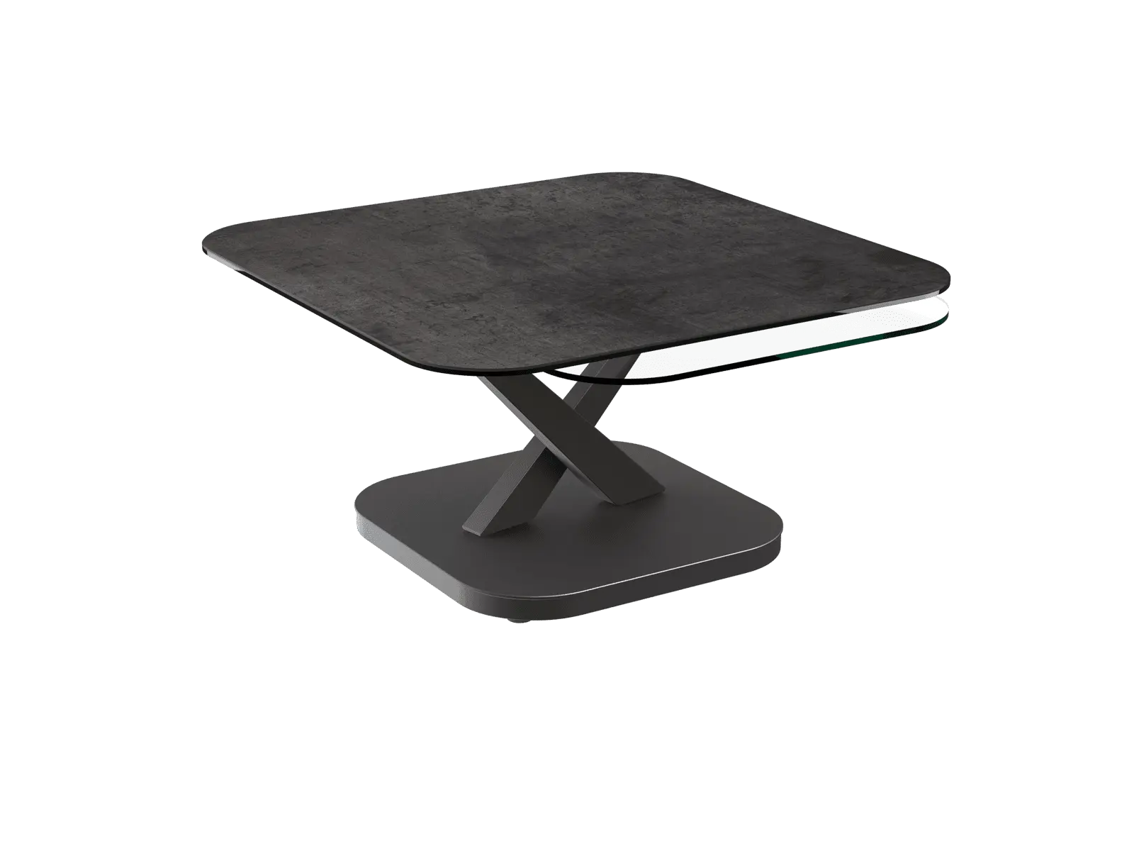 Envie d’une table basse chic et originale ? Marbella est faite pour vous. Son double plateau va vous séduire. Cette forme carrée, assortie à la base du piètement fait de table un indispensable de décoration. Haute de 40 cm, elle possède un plateau supérieur en céramique Titane et un plateau inférieur en verre trempé. Ils sont mobiles et vous permettent d’augmenter la longueur de votre table. Le piètement est en acier laqué noir mat et se compose d’une base carrée et de deux pieds qui se déplacent en fonction du mouvement des plateaux.