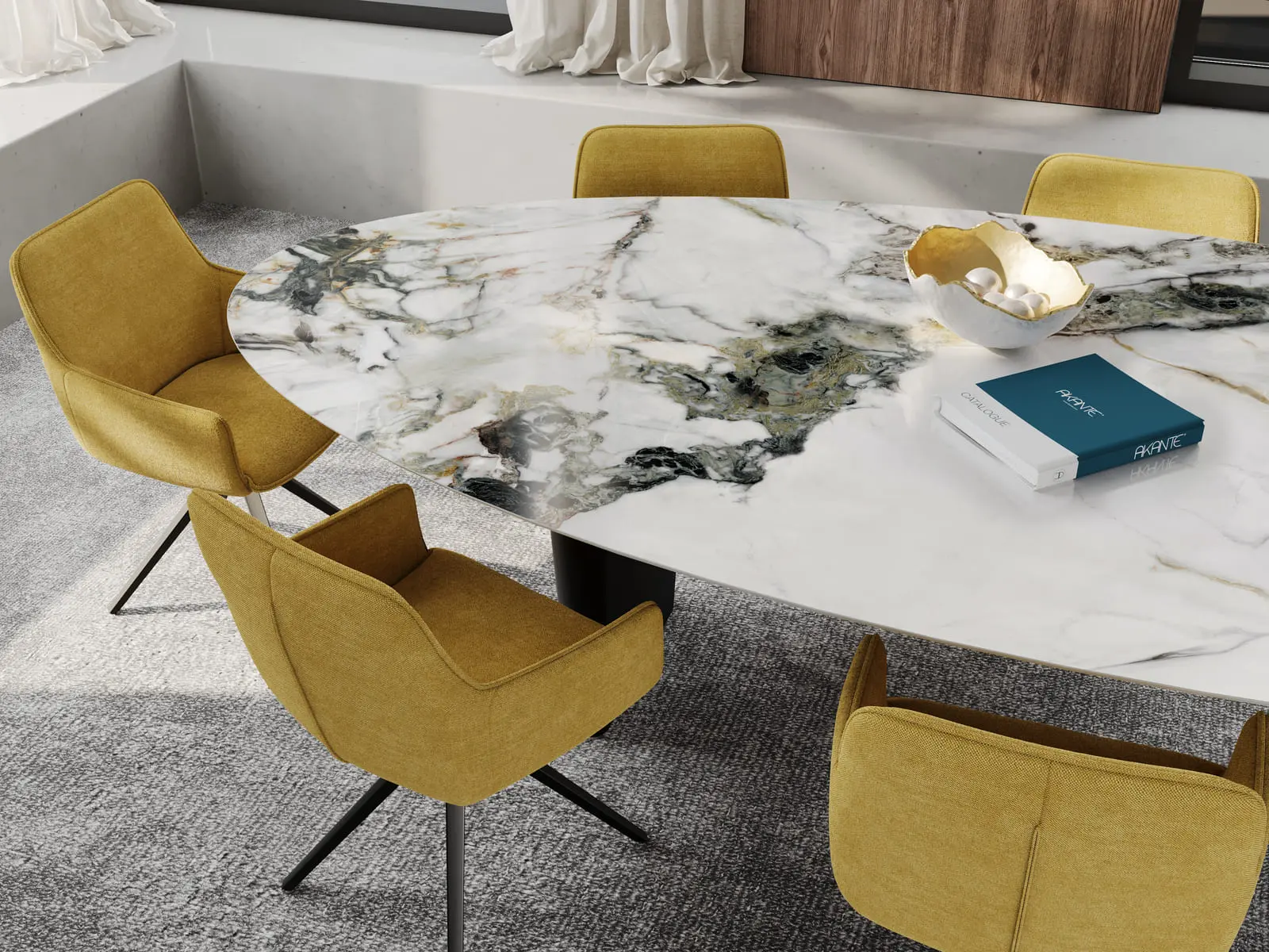 Table de repas ovale céramique marbre Goliath