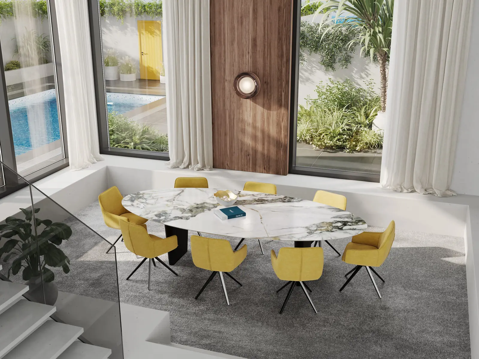 Table de repas ovale céramique marbre Goliath