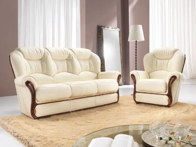Salon classique en tissu Canapé et fauteuil classique boiseries Décoaslon
