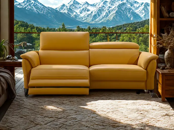 Canapé cuir Jasmine Canapé contemporain en cuir jaune