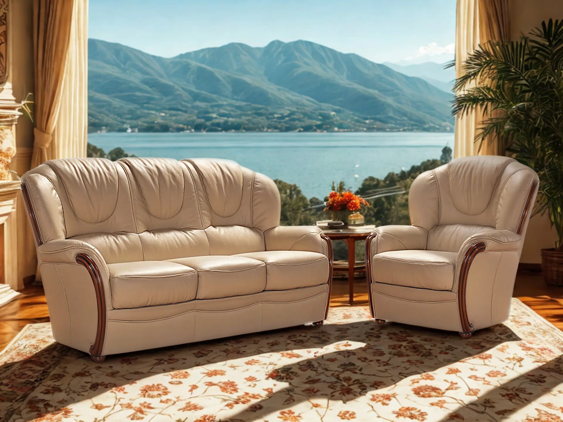 Diego salon style classique cuir et boiseries chez Décosalon