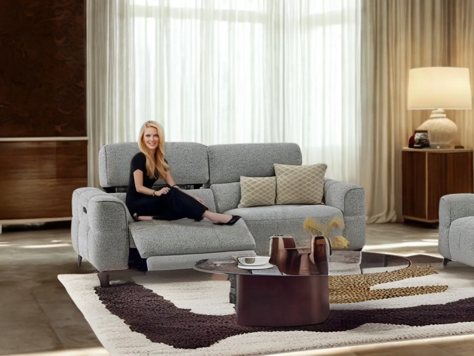 Canapé relax en tissu gris Tango chez décosalon à Fléron.