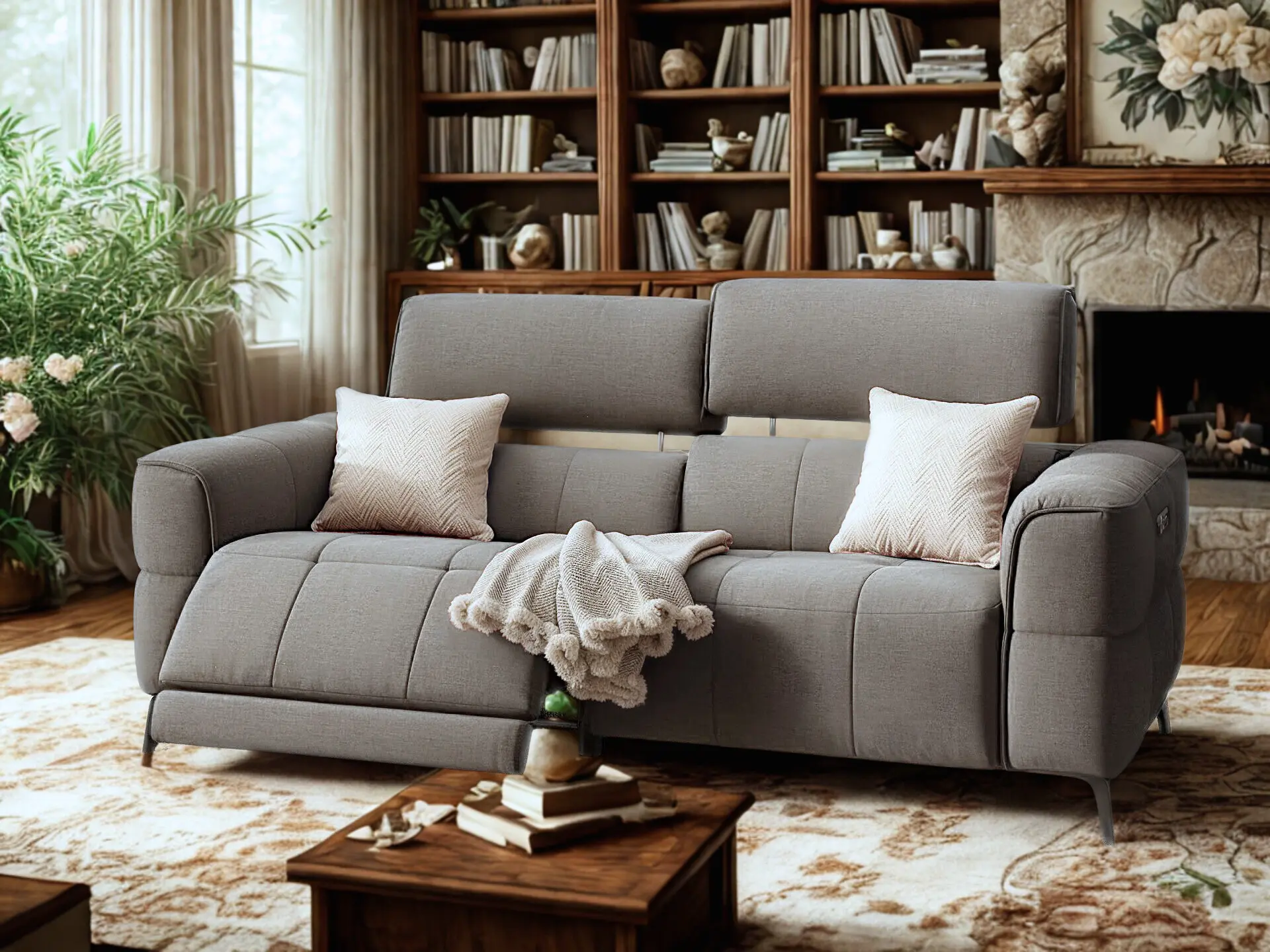 Canapé relax en tissu gris Tango chez décosalon à Fléron.