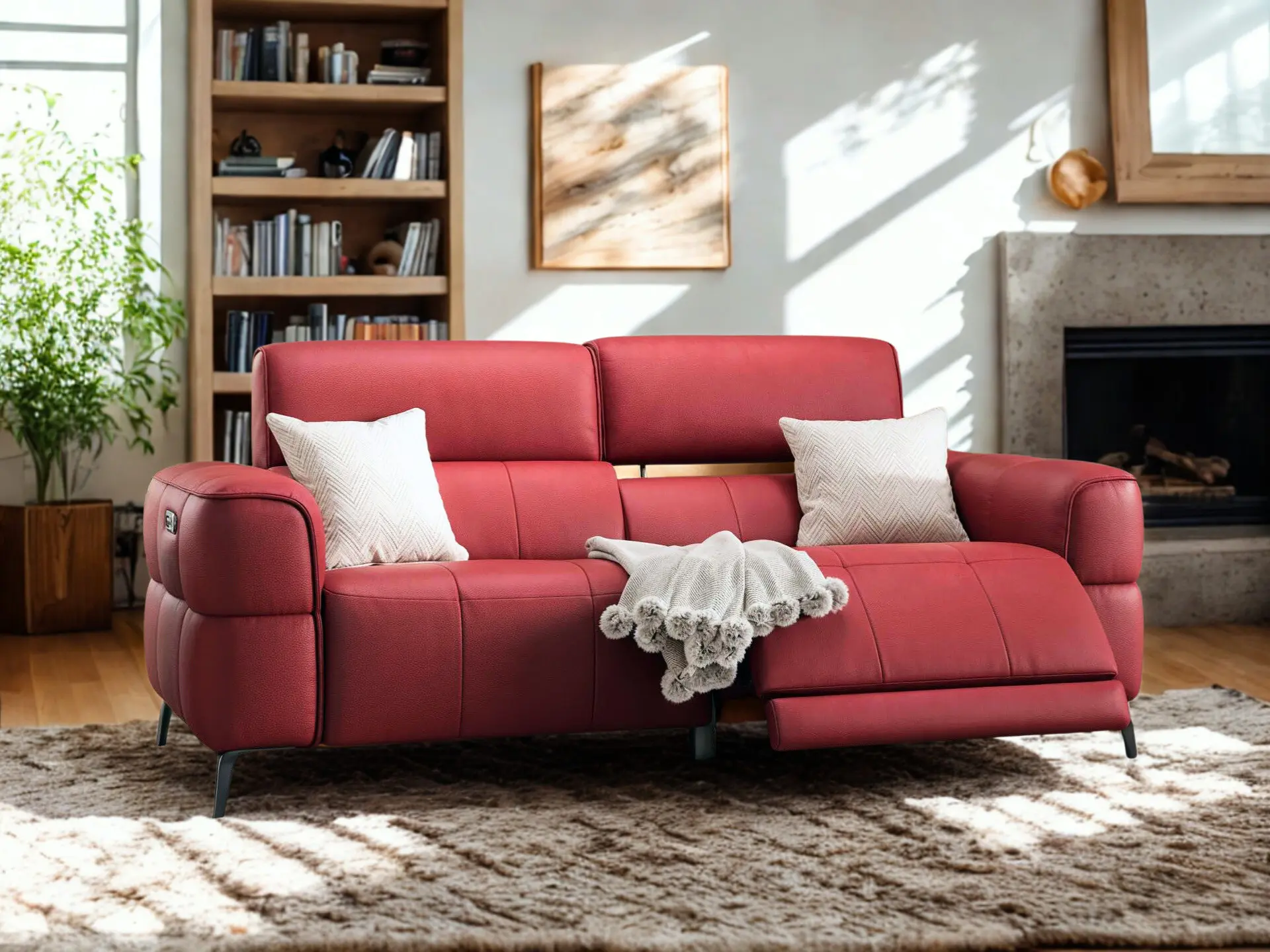 Canapé relax en tissu brique Tango chez décosalon à Fléron.