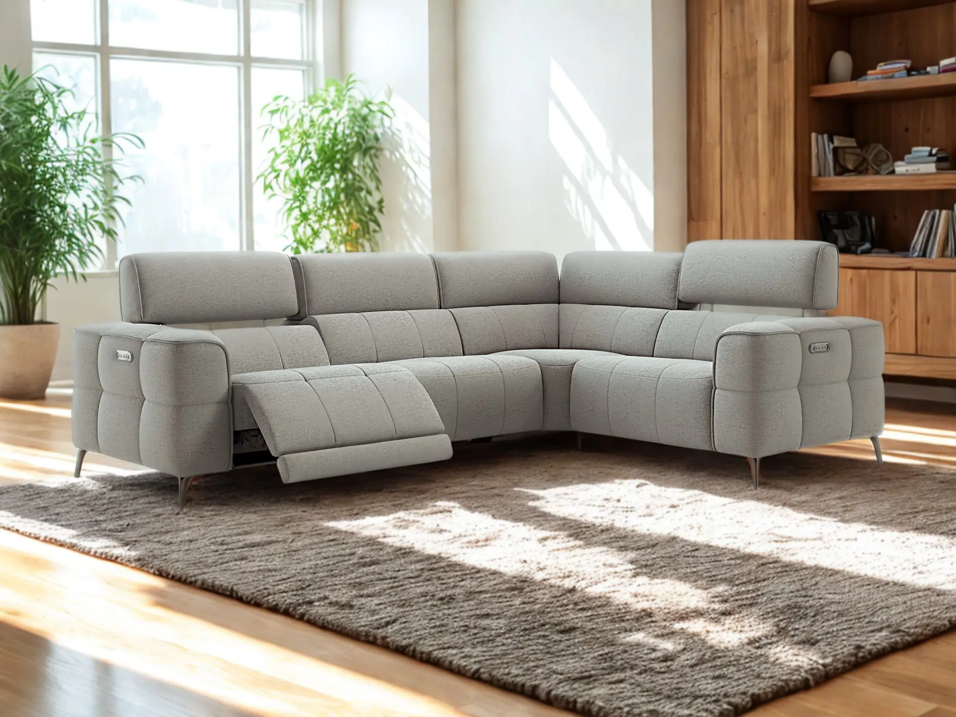 Salon d&#39;angle en tissu gris relax Tango chez décosalon