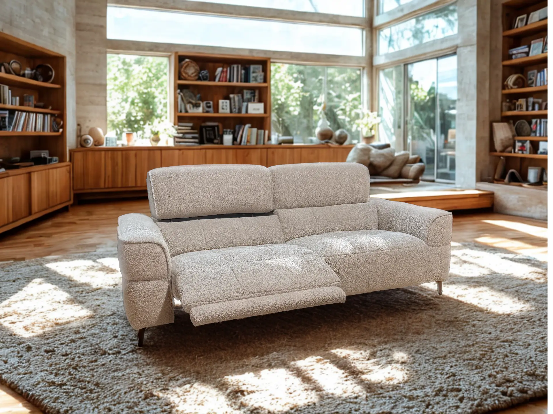 Canapé relax en tissu beigeTango chez décosalon à Fléron.