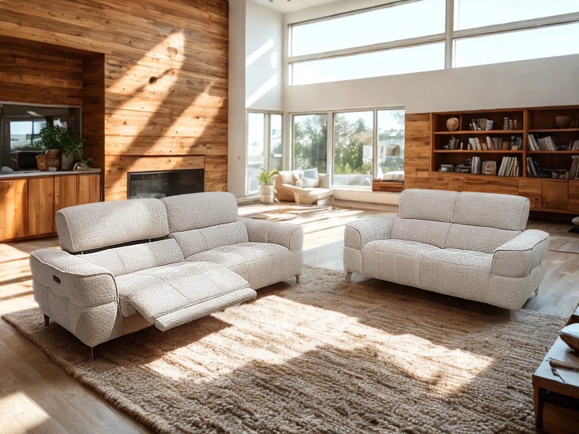 Salon 3+2 relax en tissu gris Tango chez décosalon à Fléron.