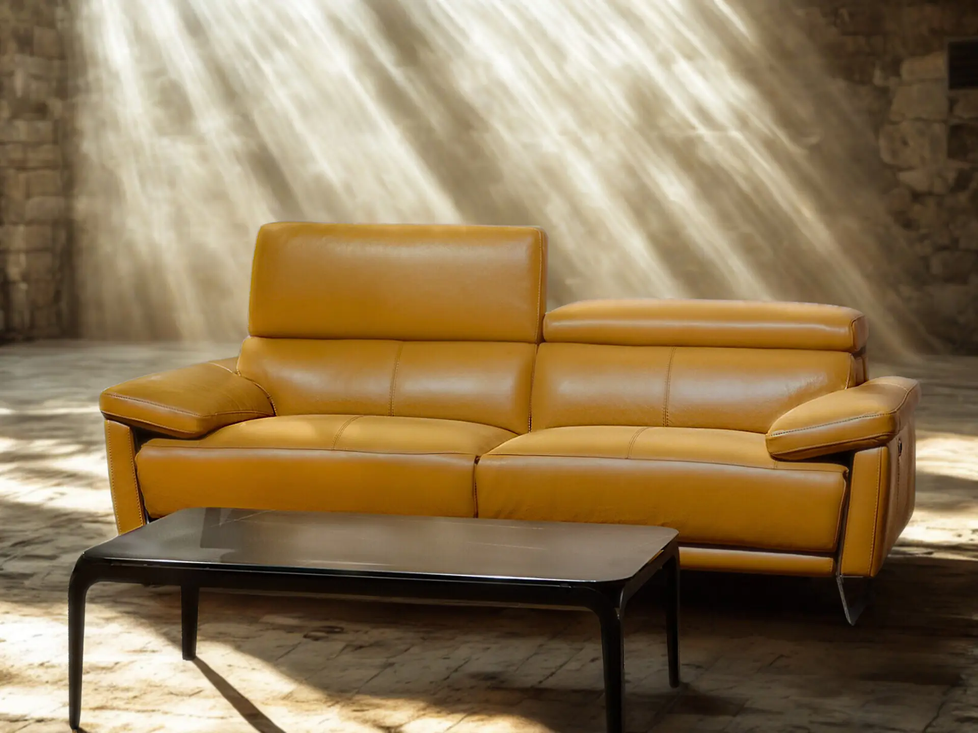 Canapé cuir Ruben Canapé relax cuir camel Décosalon