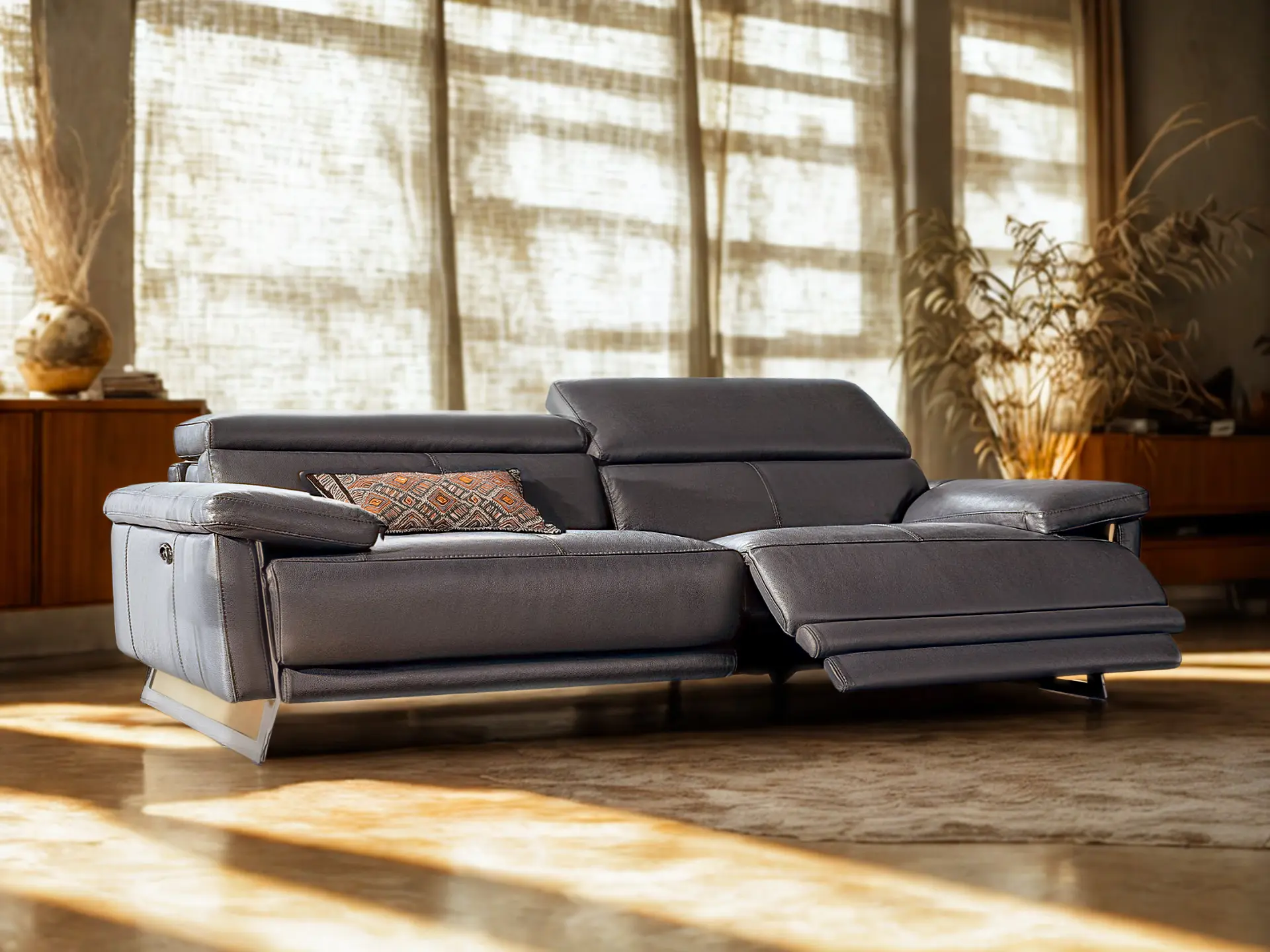 Canapé cuir Ruben canape contemporain cuir gris Décosalon