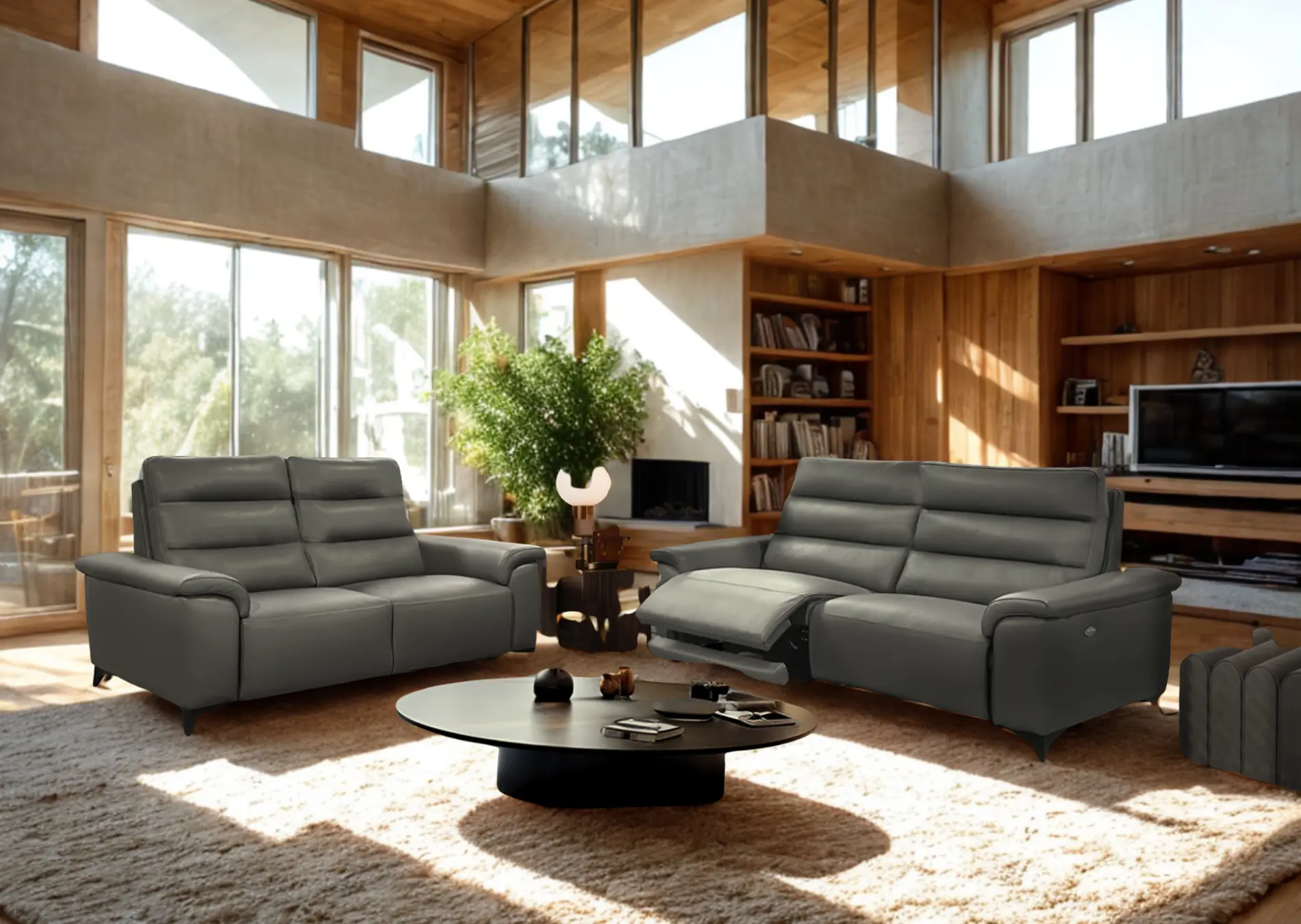 salon 3+2cuir grisavec relax Vitale Décosalon salon 3+2cuir grisavec relax Vitale Décosalon