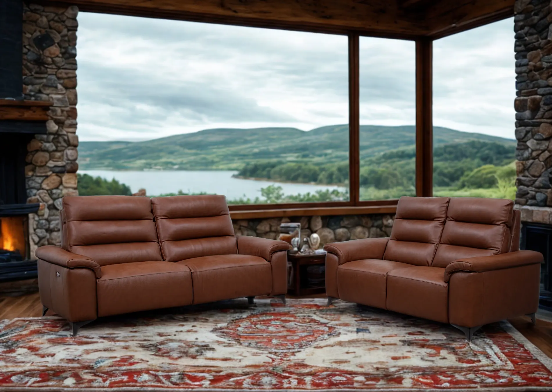 Salon 3+2 avec relax en cuir brun Vitale Décosalon Salon 3+2 avec relax en cuir brun Vitale Décosalon