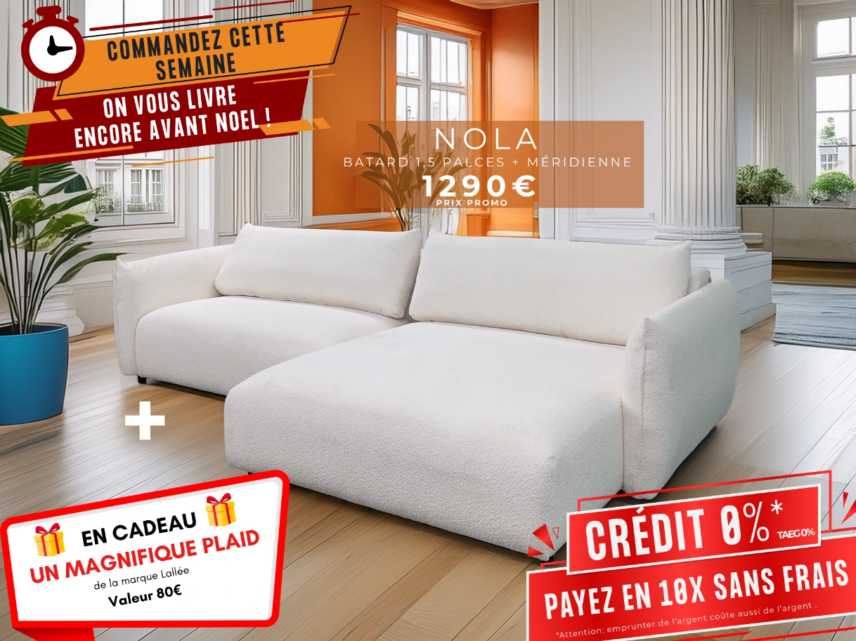 canapé méridienne en tissu en promo