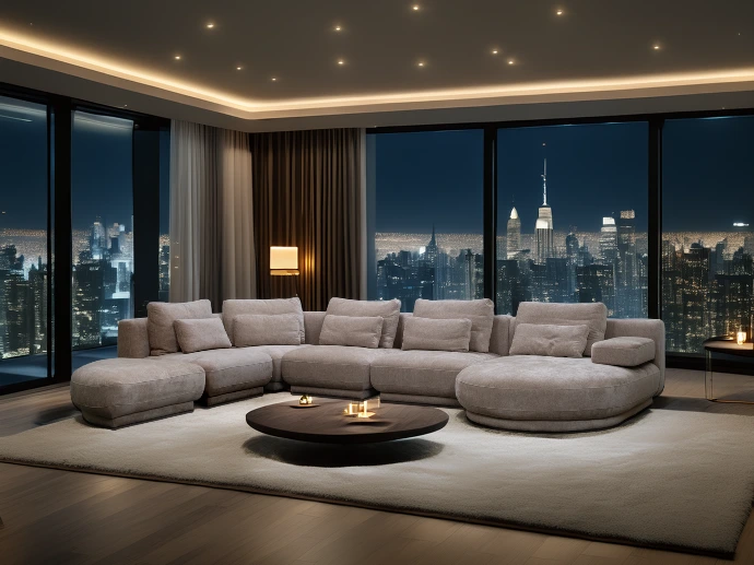 Seven canapé modulable angle contemporain tissu