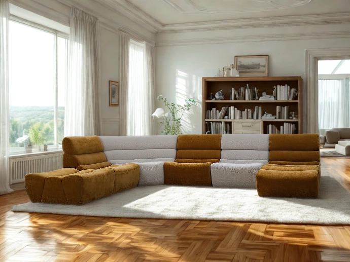 Salon modulable en tissu