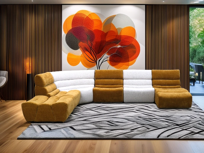 Salon composable et modulable en tissu