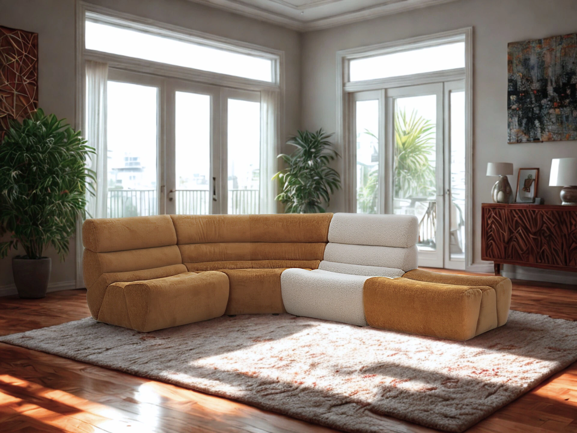 canapé composable et modulable en tissu