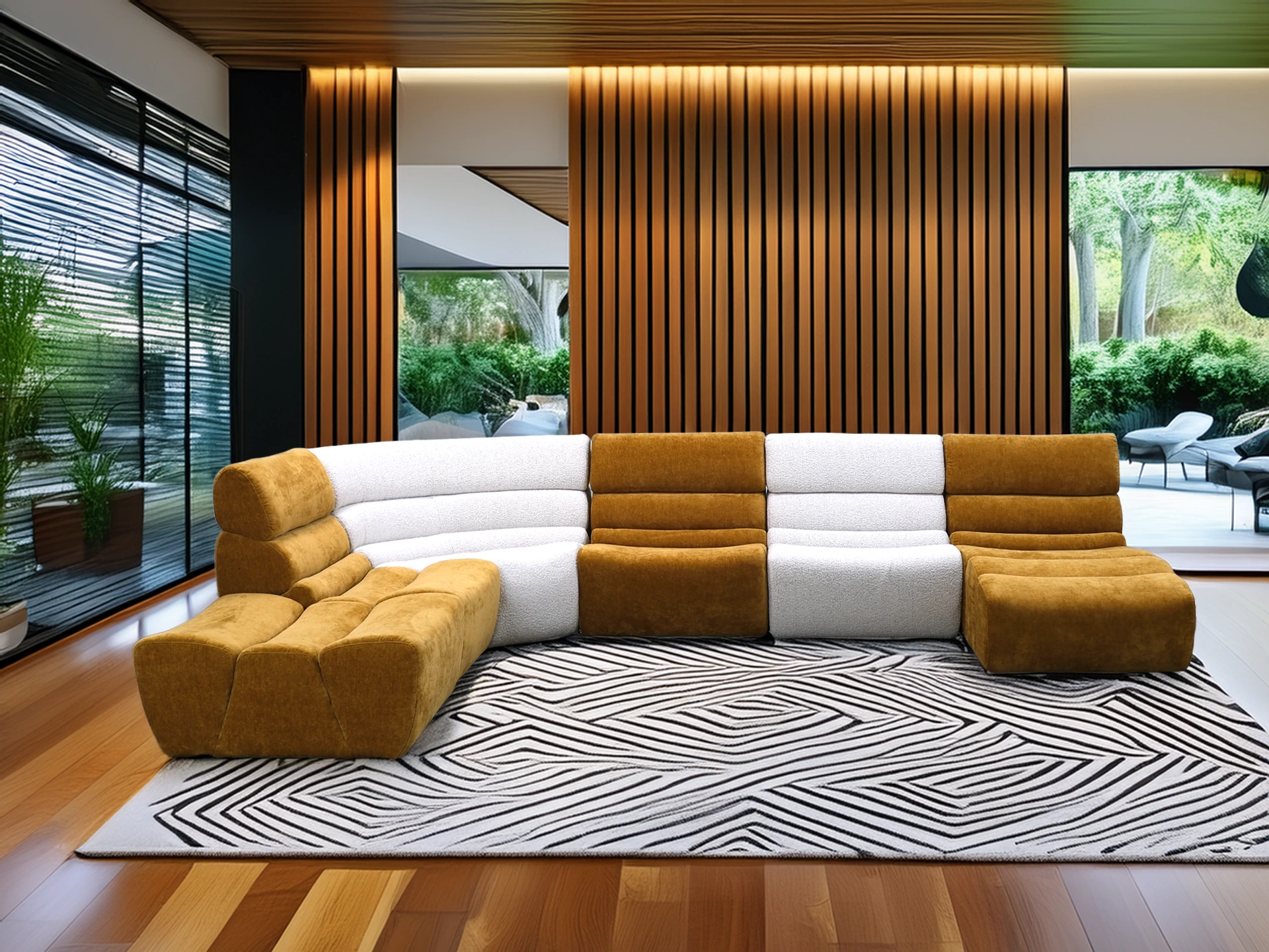 Salon composable et contemporain en tissu