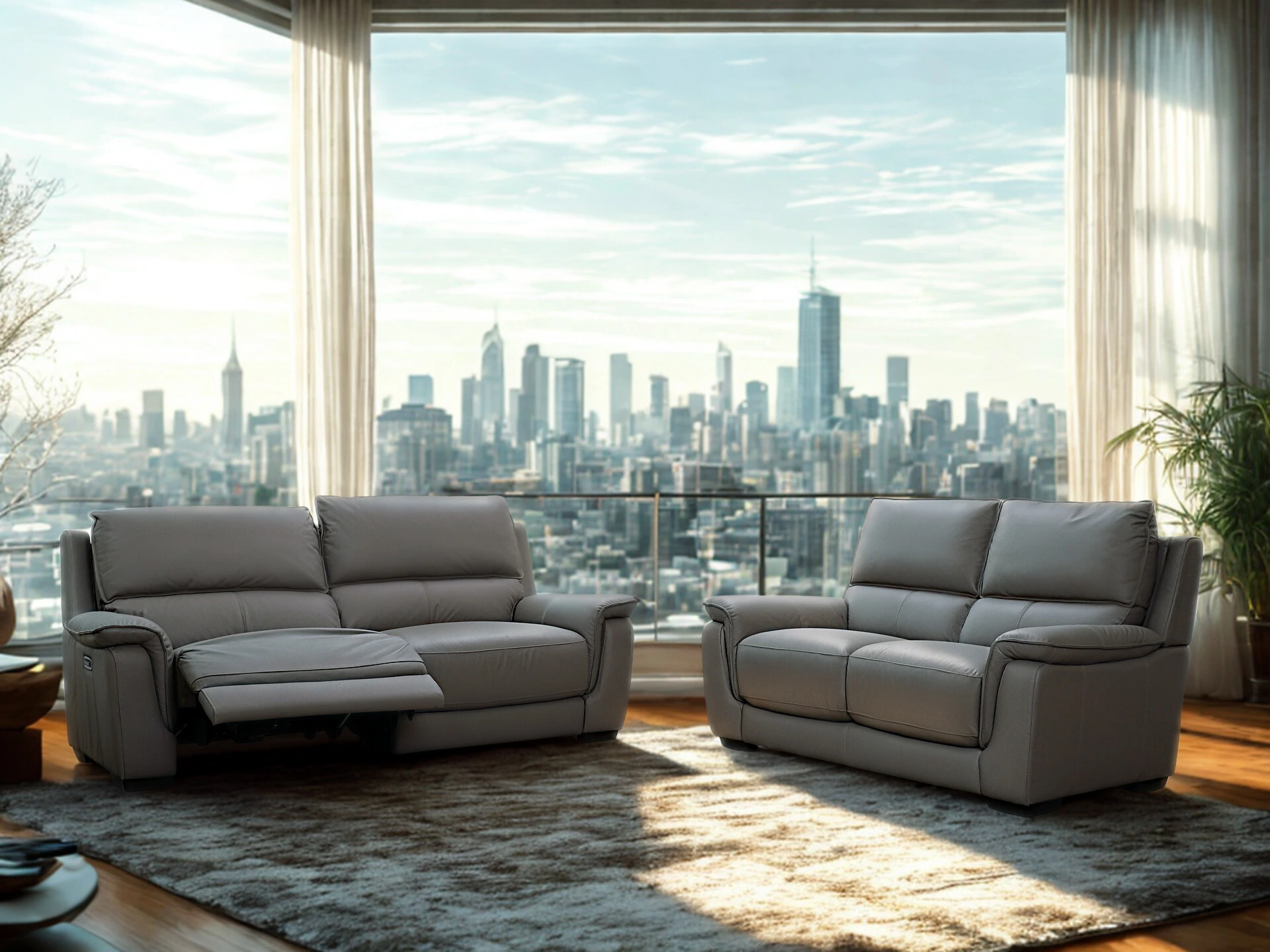 salon relax 3 moteurs en cuir gris