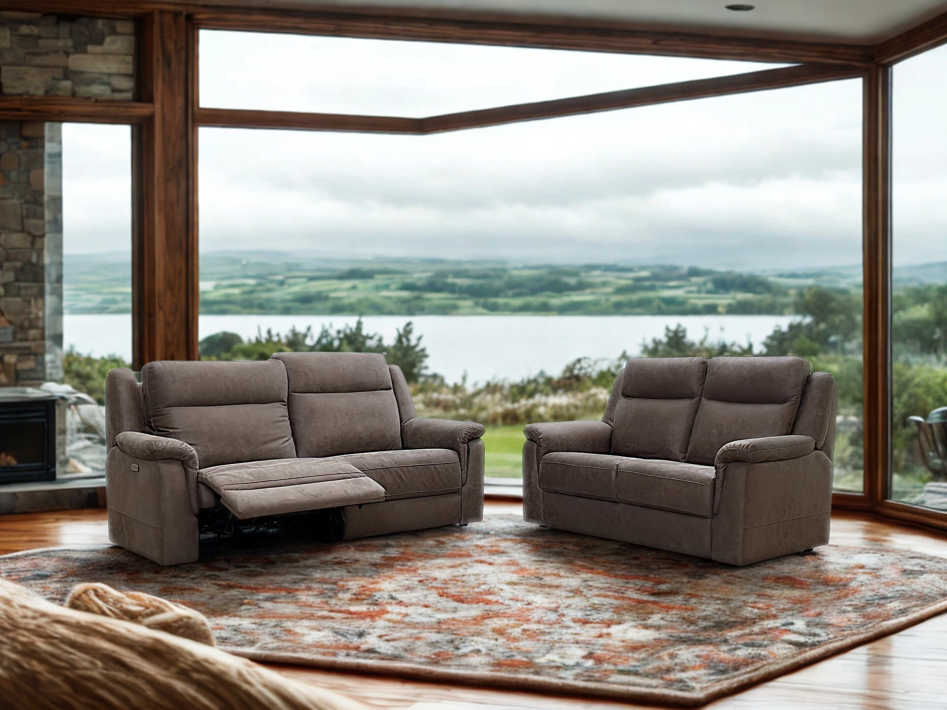 canapé relax électrique garou tissu brun