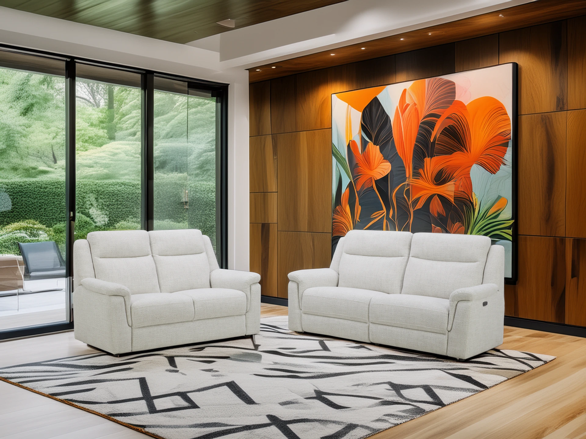 canapé relax électrique garou tissu blanc