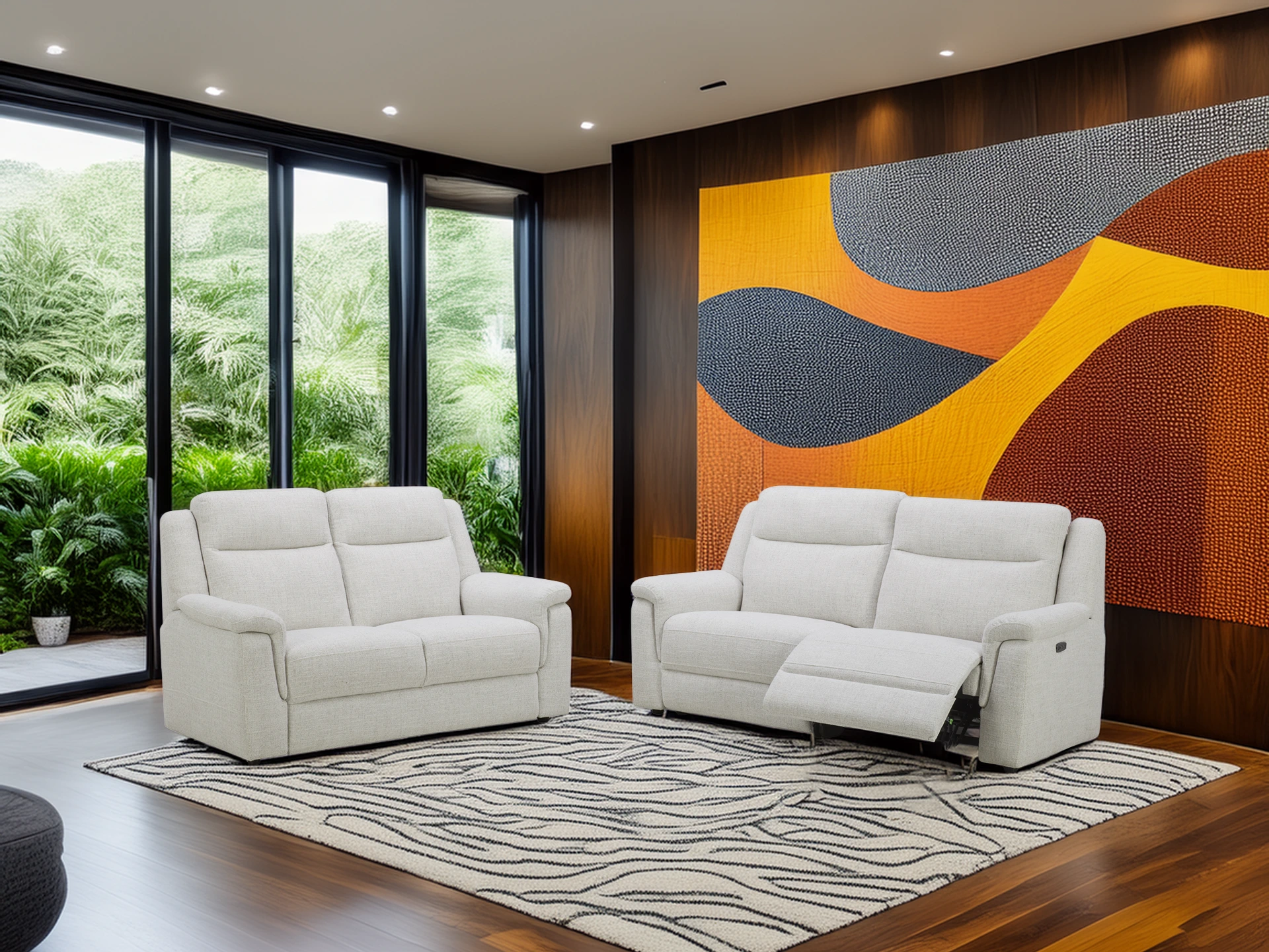 canapé relax électrique garou tissu blanc