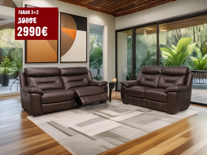 Salon cuir 3+2 relax Farahde stock  Décosalon Fléron