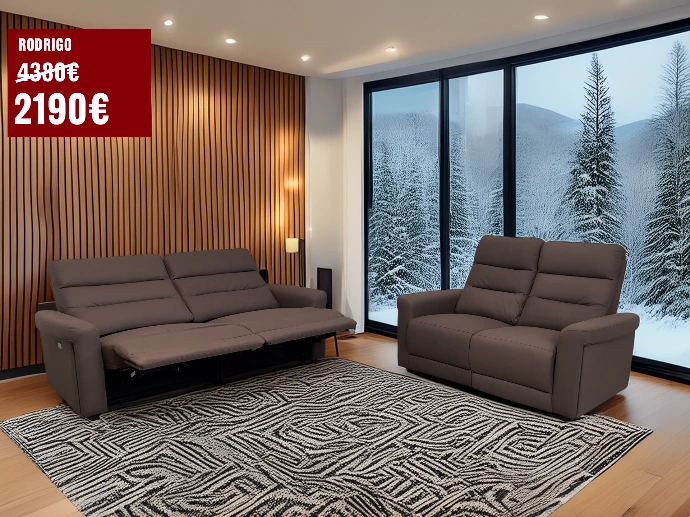 Salon +32 relax en tissu brun rodrigo