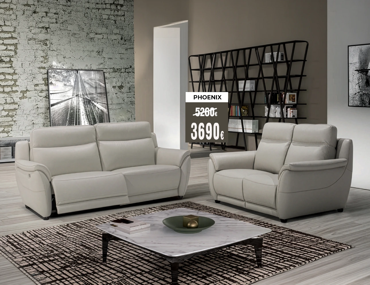 salon 3+2 en cuir avec relax