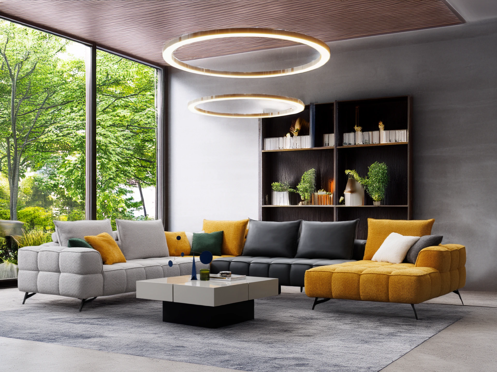 Grand salon d'angle en u en tissu samba chez décosalon