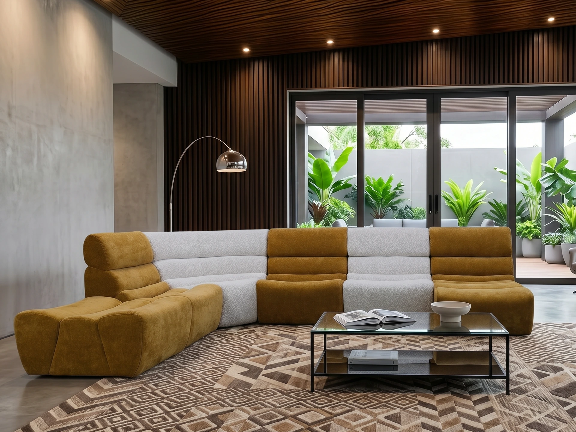 Salon angle modulaire en tissu