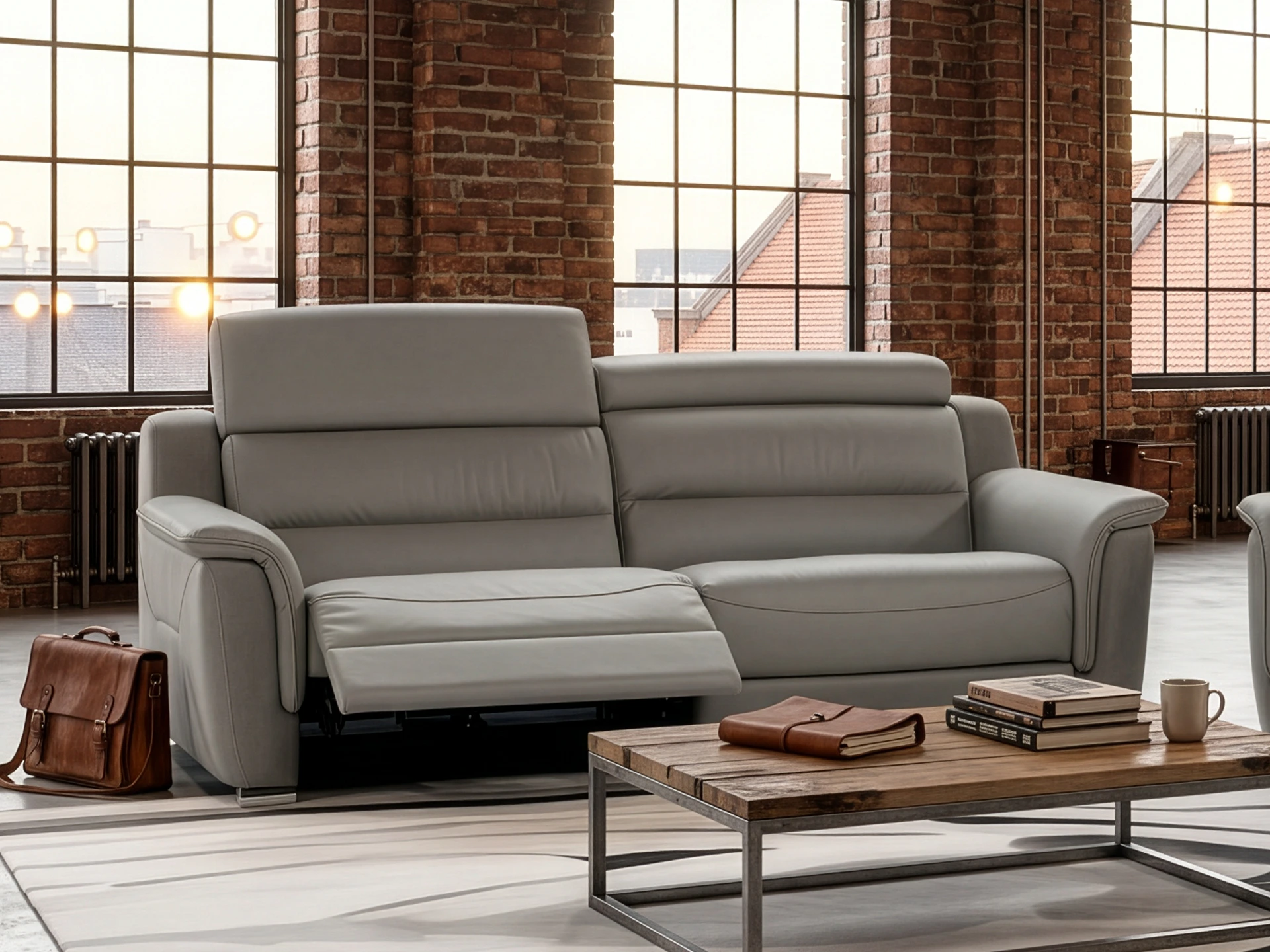 Canapé relax en cuir gris