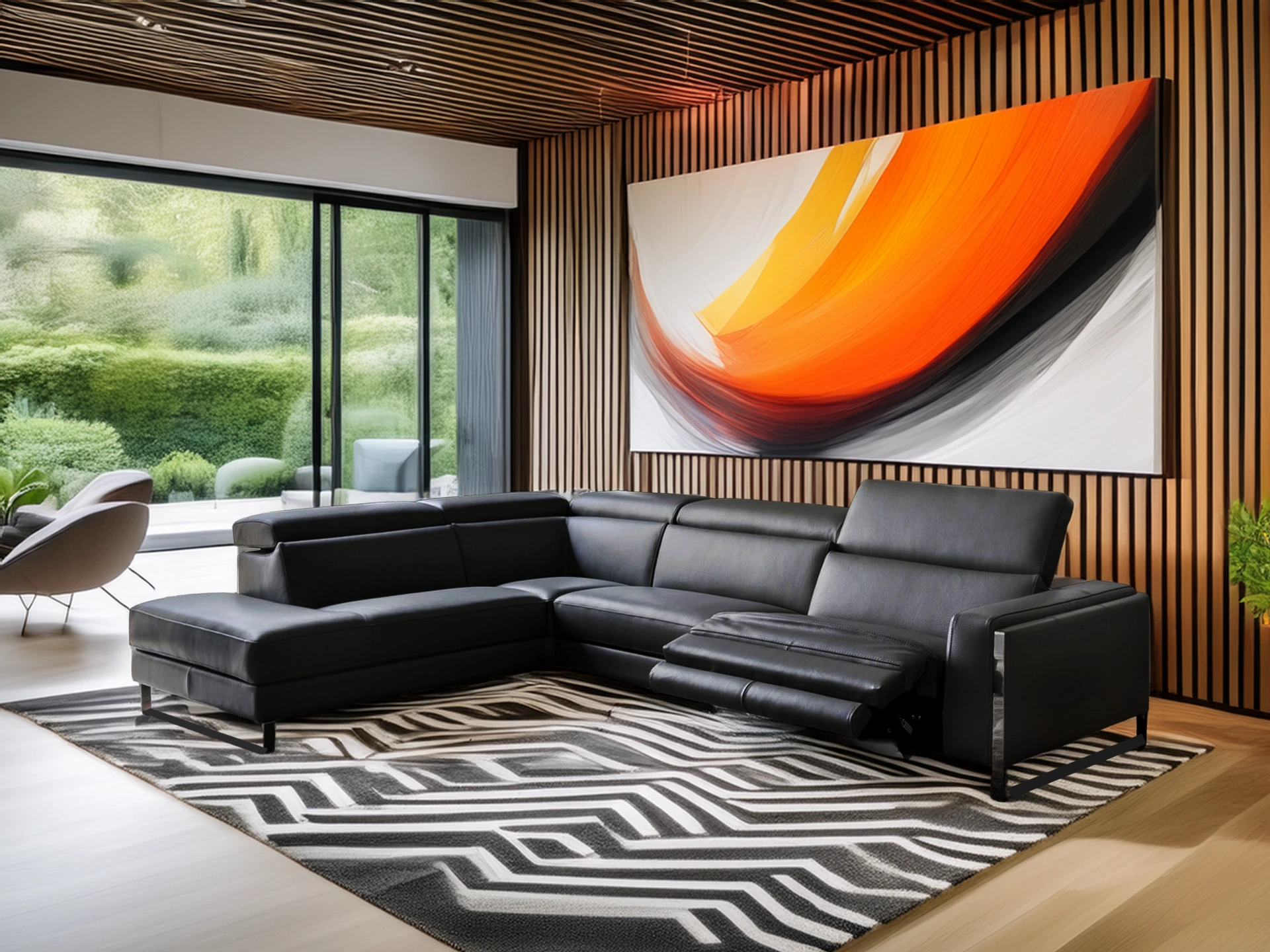 salon angle contemporain relax et têtière
